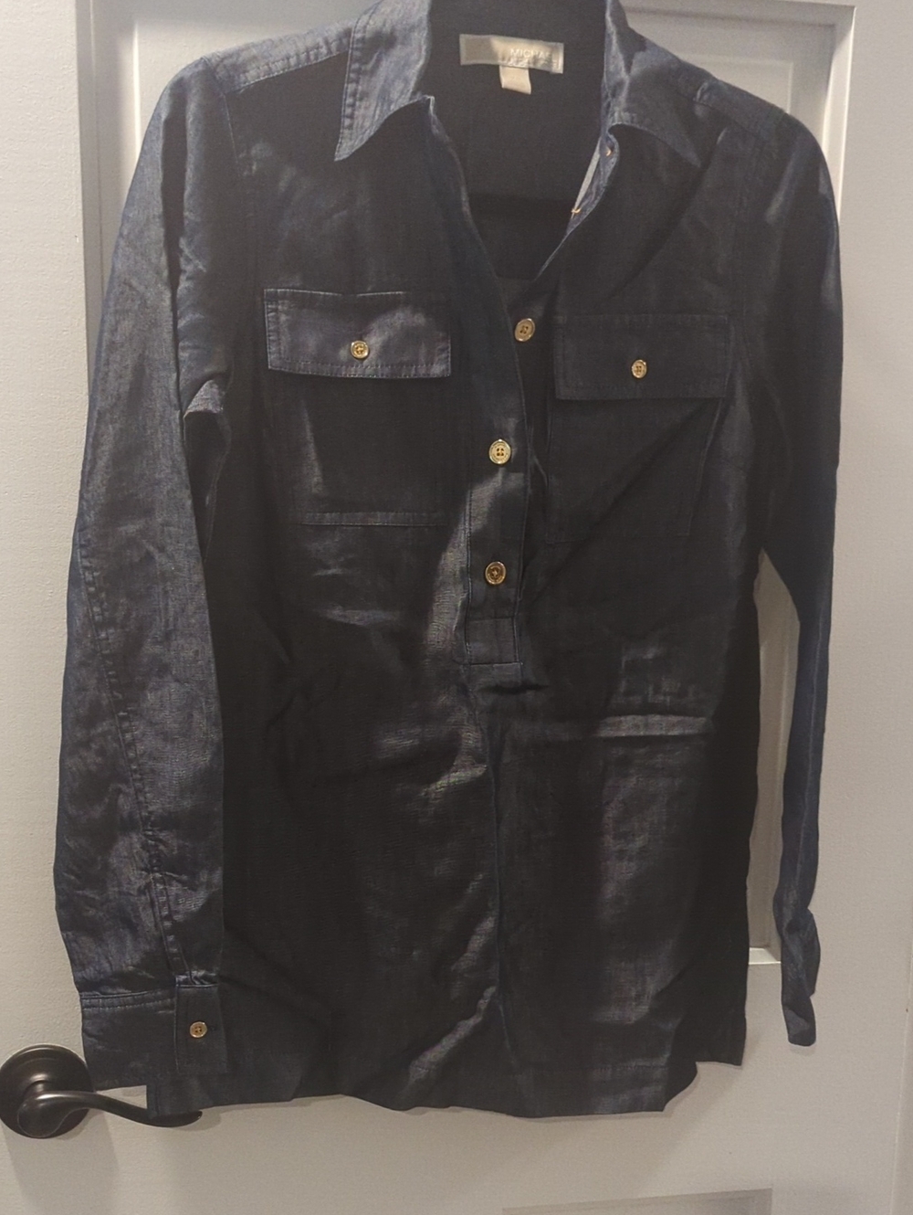 MICHAEL Michael Kors Dark Navy Button-Front Shirt half Button